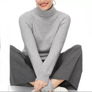 J. Crew Turtleneck Sweater in Supersoft Yarn in Gray.
